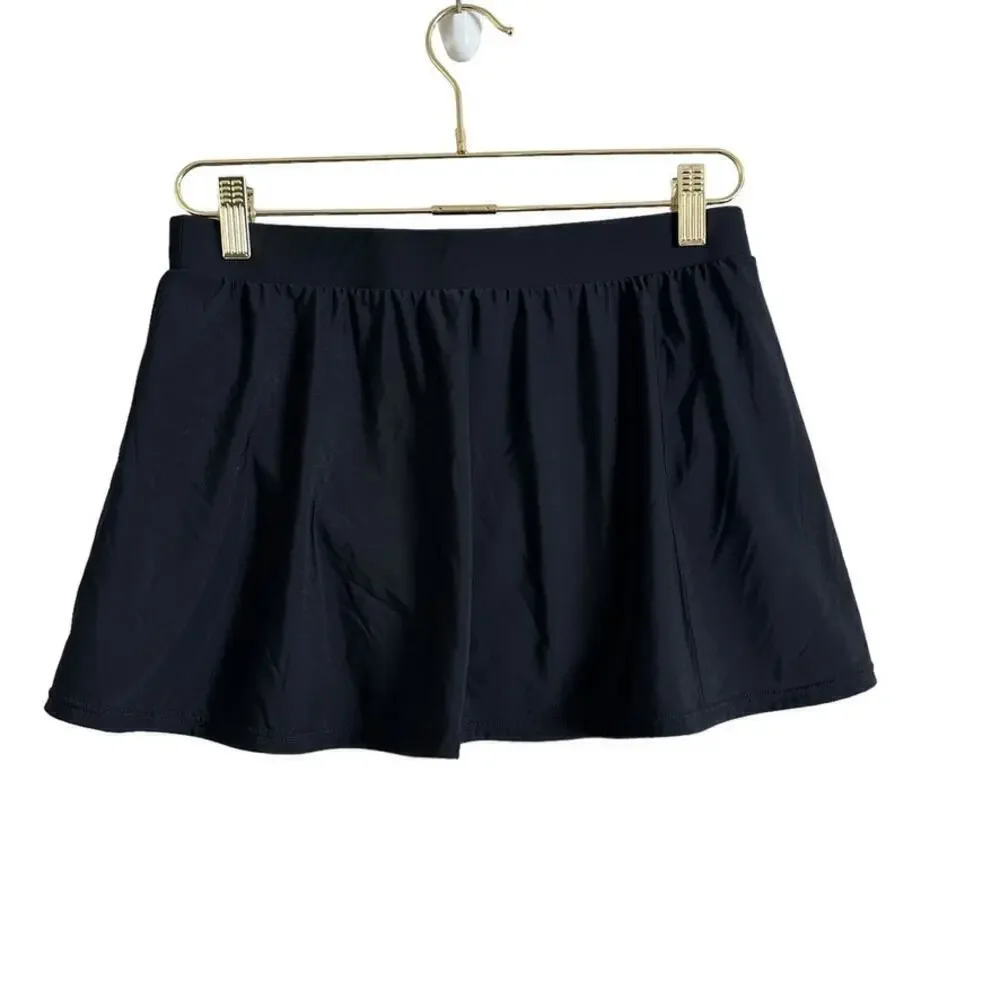 Miraclesuit X Talbots Skirt Swim Bottom Women's 6 Black Light Control Stretch‎